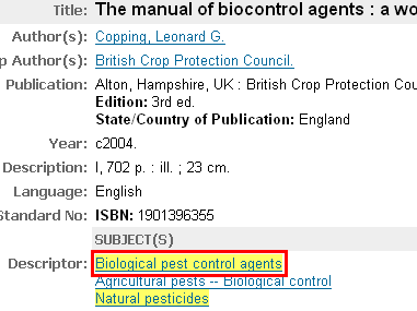 Database - biopest result 2