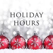 Hekman Holiday Hours 