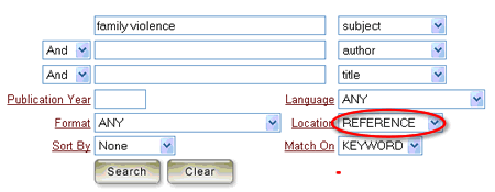 WebCat Advanced Search Family Violence